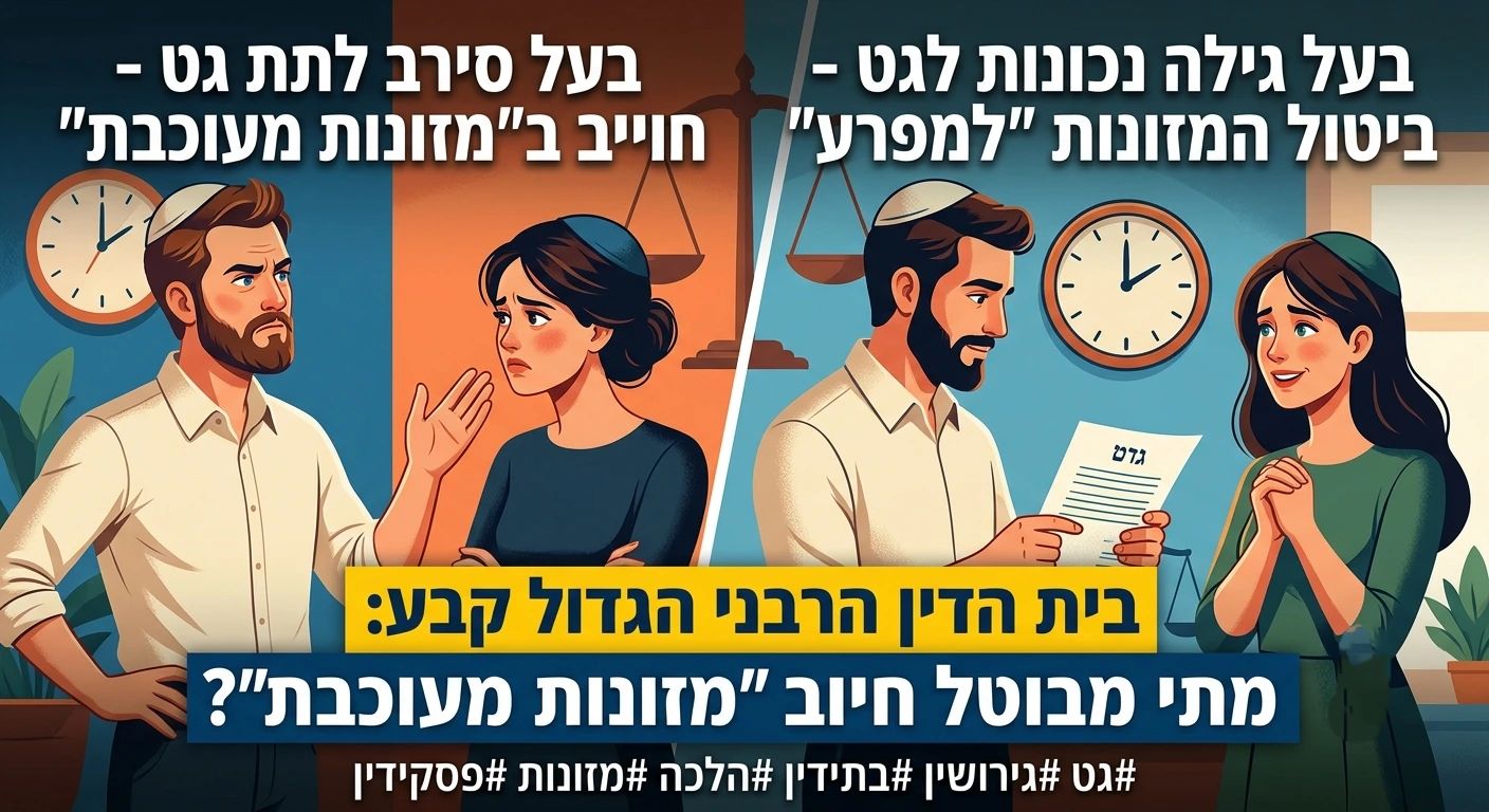 בית הדין הגדול דחה ערעור האישה על ביטול חיוב מזונות מעוכבת